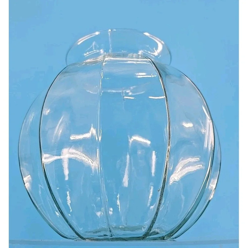 VTG La Mediterranea Handmade in Spain‎ Clear Glass Pumpkin Shape Apothecary Jar